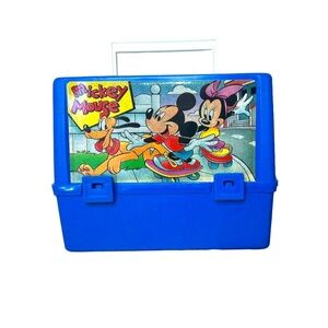 Vintage Thermos Blue Mickey Mouse, Minnie Mouse, Pluto Kids Lunchbox + Thermos